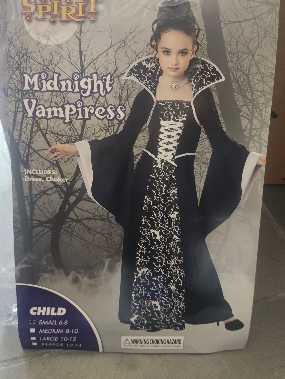 Spirit Midnight Vampiress Child Black Costume with Lace Accent